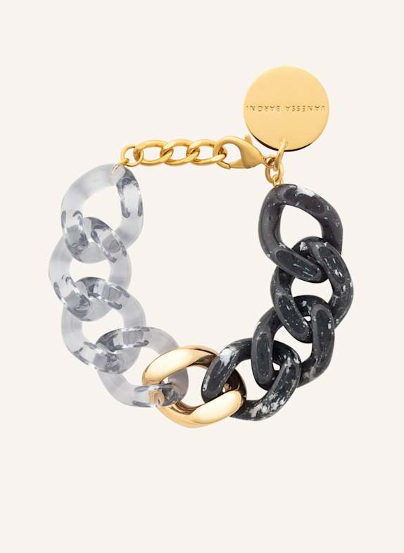 VANESSA BARONI Armbänder FLAT CHAIN 2 COLOR GOLD BLACK MARBLE AND CLEAR by GLAMBOU GOLD