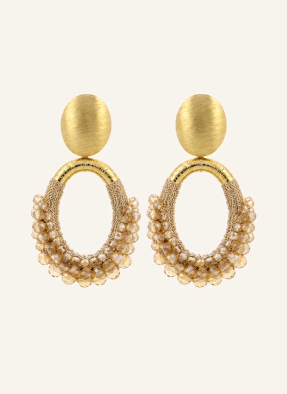 LOTT.gioielli Ohrhänger NYRA CE SI OVAL DELUXE HALF BEADED M CHAMPAGNE by GLAMBOU GOLD