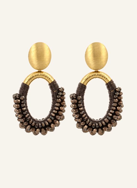 LOTT.gioielli Ohrhänger NYRA CE SI OVAL DELUXE HALF BEADED M BROWN by GLAMBOU GOLD