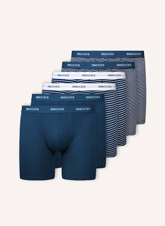 SNOCKS 6er-Pack Boxershorts mit längerem Bein BLAU