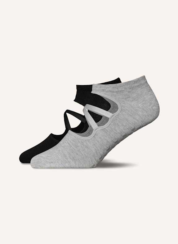SNOCKS Pilates Socken mit Riemchen SCHWARZ/ GRAU