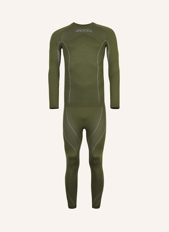 SNOCKS Thermounterwäsche mit Daumenloch OLIV
