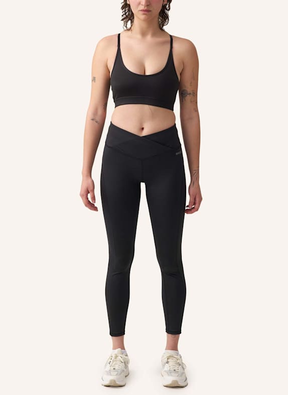 SNOCKS High Waist Leggings V Cross SCHWARZ