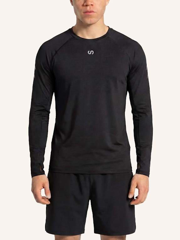 SNOCKS Laufshirt langarm Herren SCHWARZ