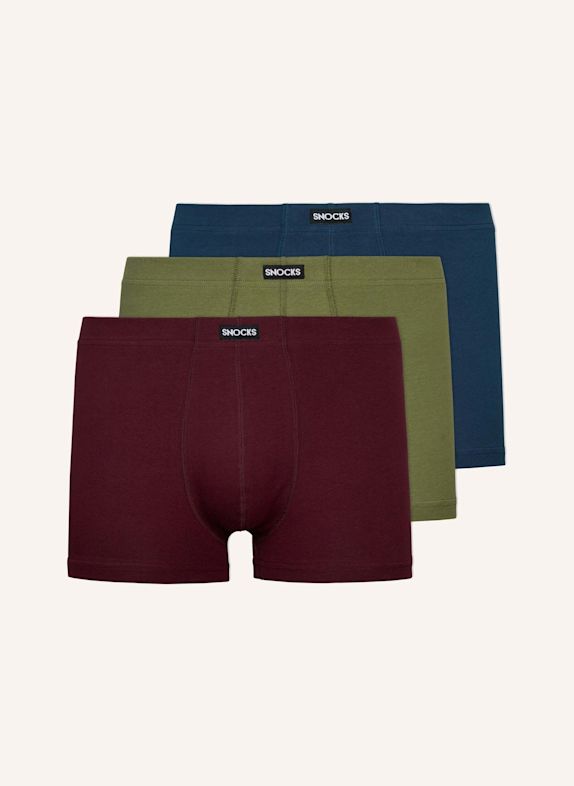 SNOCKS Retro Boxershorts ROT / OLIV / BLAU