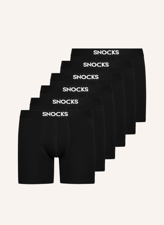 SNOCKS 6er-Pack Boxershorts mit längerem Bein SCHWARZ