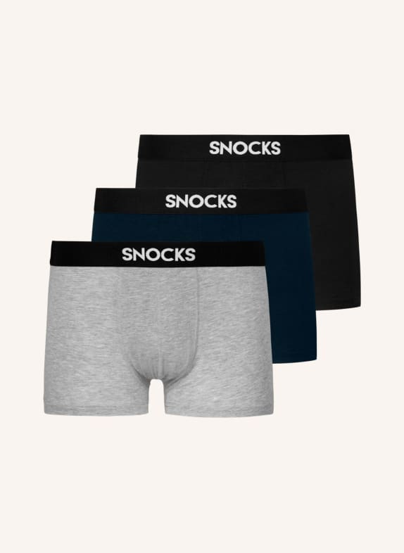 SNOCKS 3er-Pack Modal Boxershorts SCHWARZ/ GRAU/ BLAU