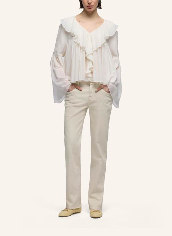 7 for all mankind Geweven FLOWY BLOUSE MET LANGE MOUWEN WIT