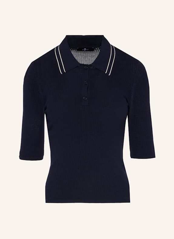 7 for all mankind Knitted PIPED COLLAR S/S POLO BLAU