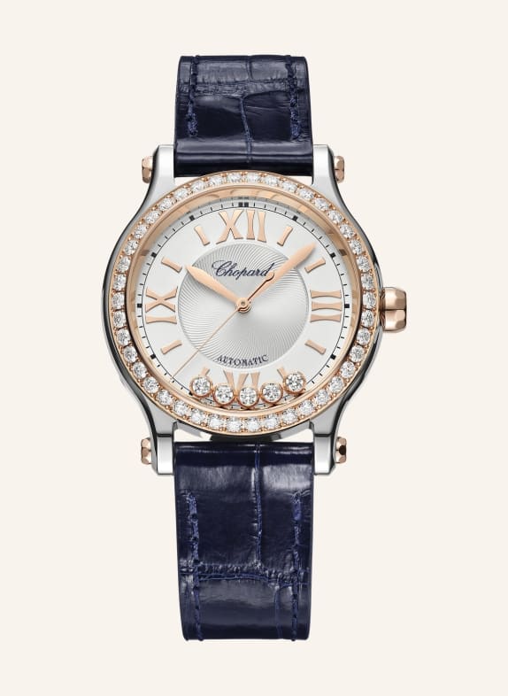 Chopard Uhr HAPPY SPORT Uhr mit 33 mm Gehäuse, Automatik, 18 Karat Roségold, Edelstahl und Diamanten ROSÉGOLD/ SILBER