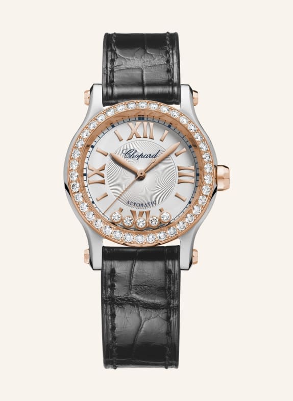 Chopard Uhr HAPPY SPORT Uhr mit 30 mm Gehäuse, Automatik, 18 Karat Roségold, Edelstahl und Diamanten ROSÉGOLD/ SILBER