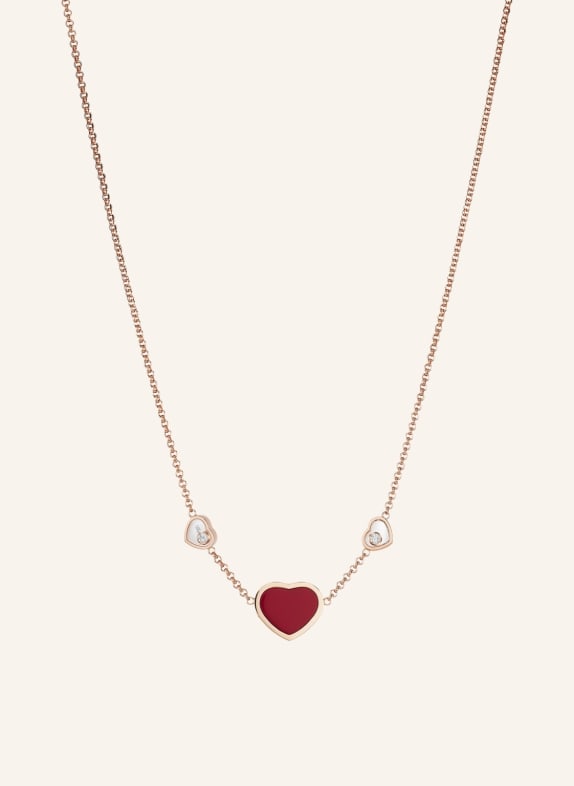 Chopard Halskette HAPPY HEARTS Halskette aus 18 Karat Roségold, Diamanten und roter Stein ROSÉGOLD
