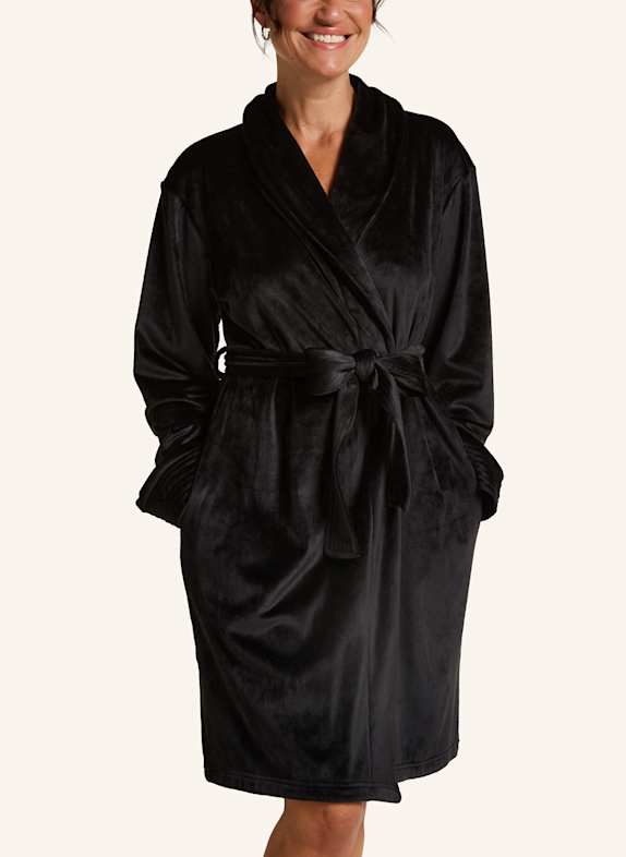 hunkemöller Bademantel VELOUR SCHWARZ