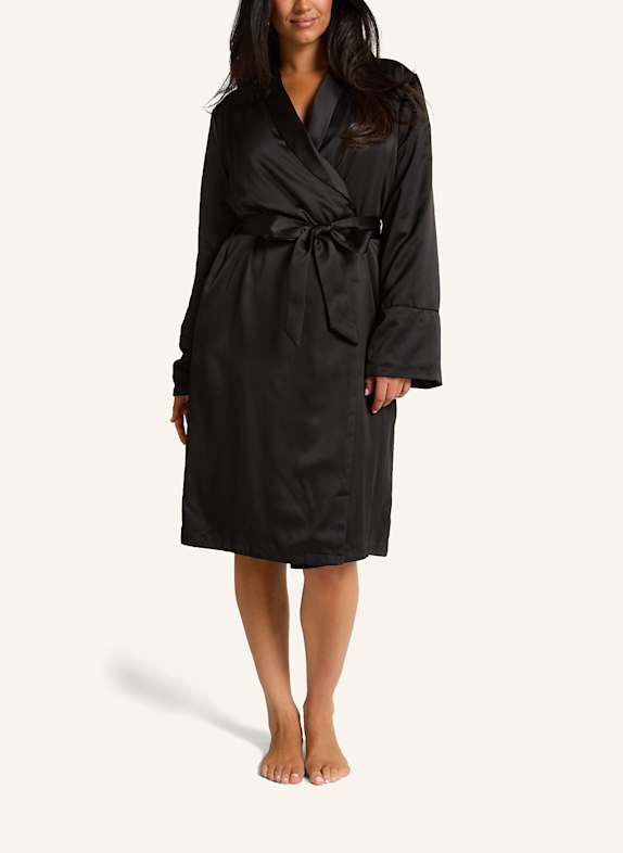 hunkemöller Bademantel SATIN FLEECE SCHWARZ