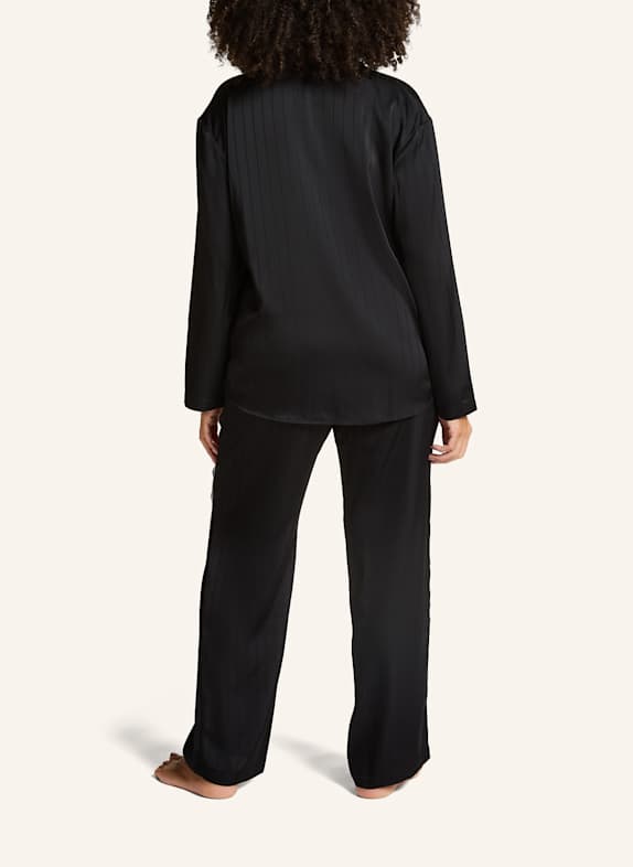 hunkemöller Schlafshirt SATIN PINSTRIPE SCHWARZ