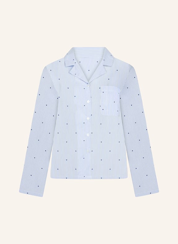 hunkemöller Langarm Schlafshirt COTTON STRIPE HEART BLAU