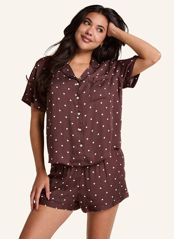 hunkemöller Schlafhose SATIN BRAUN