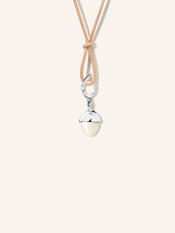 TAMARA COMOLLI Anhänger PENDANT MIKADO FLAMENCO MOONSTONE SAND/WHITE aus 18 Karat Weißgold mit sandfarbenem Mondstein WEISSGOLD