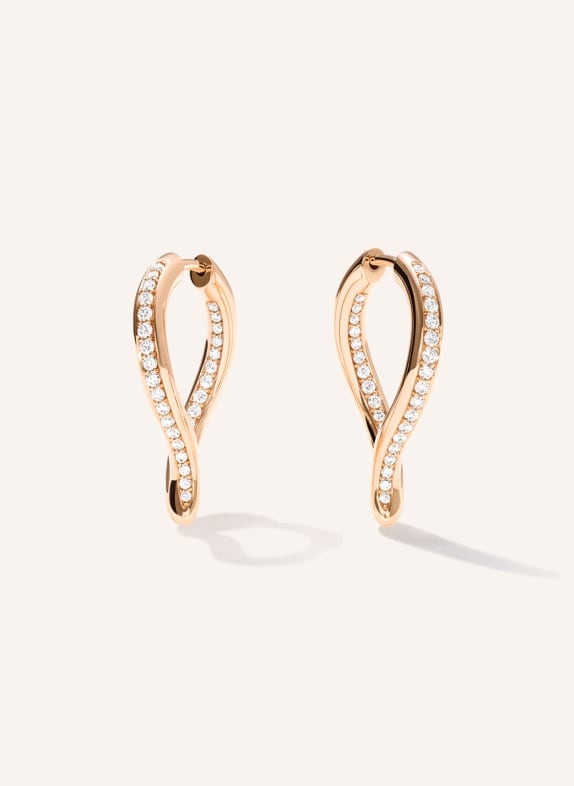 TAMARA COMOLLI Ohrringe OHRRINGE SIGNATURE HOOP TWISTED DROP WITH DIAMOND PAVÉ 18K Roségold ROSÉGOLD