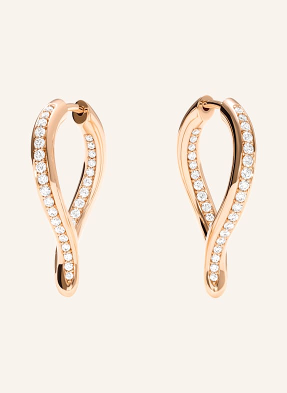 TAMARA COMOLLI Ohrringe OHRRINGE SIGNATURE HOOP TWISTED DROP WITH DIAMOND PAVÉ 18K Roségold ROSÉGOLD