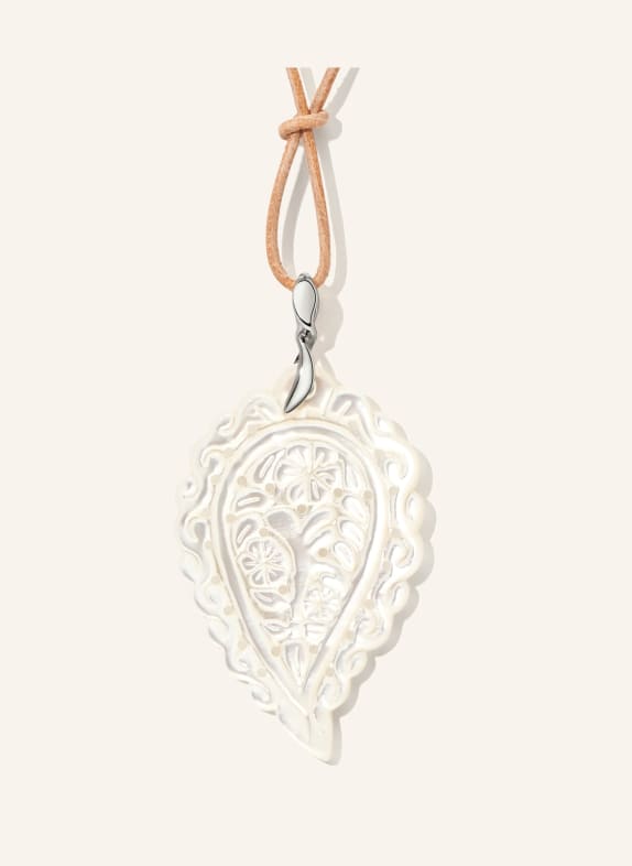 TAMARA COMOLLI Anhänger INDIA LEAF LARGE aus 18 Karat Weißgold und Perlmutt