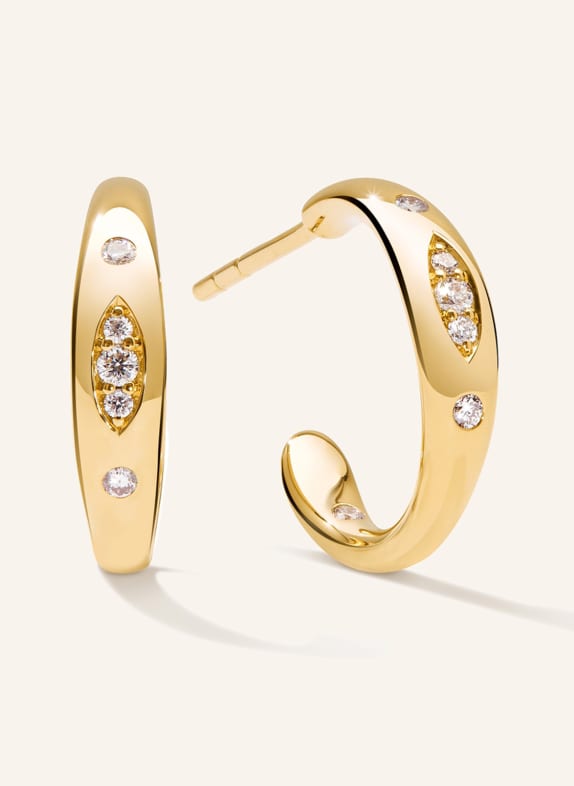TAMARA COMOLLI Ohrringe GYPSY CREOLE SMALL aus 18 Karat Gelbgold mit Diamant Pavé