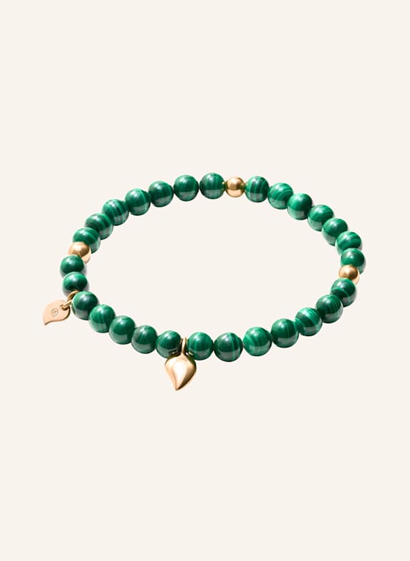 TAMARA COMOLLI Armband BRACELET INDIA MALACHITE WITH GOLDEN BEADS, ONE ROW 18K Roségold ROSÉGOLD