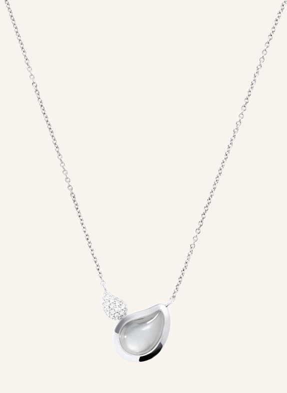 TAMARA COMOLLI Halskette NECKLACE SIGNATURE 2 DROPS MOONSTONE GREY / DIAMOND PAVÉ 18K Weißgold WEISSGOLD