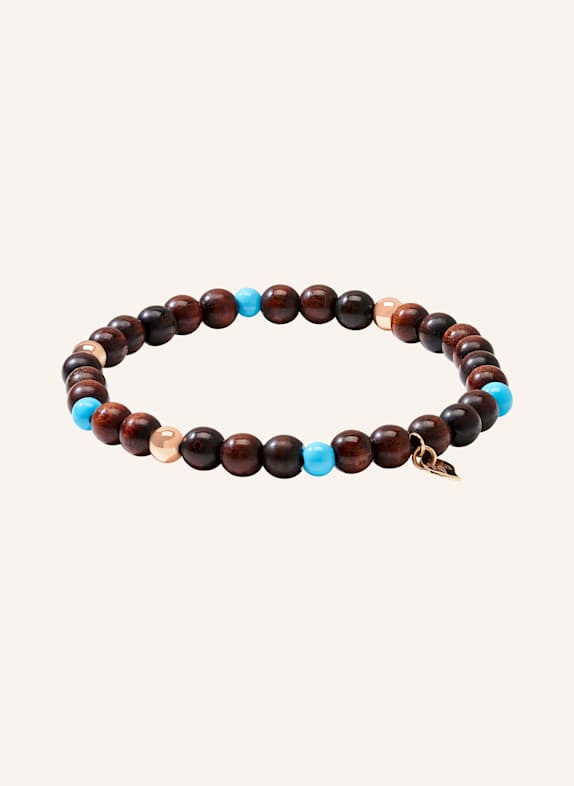 TAMARA COMOLLI Armband BRACELET INDIA SNAKEWOOD WITH TURQUOISE BEADS, ONE ROW, MEDIUM Snakewood Türkis 18K Roségold ROSÉGOLD