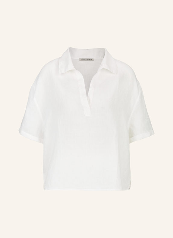 TRUSTED HANDWORK Leinenbluse Spade Neck 1/2 Sleeve Blouse WEISS