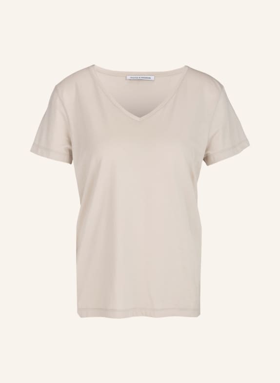 TRUSTED HANDWORK V-Neck 1/2-Sleeve T-Shirt BEIGE