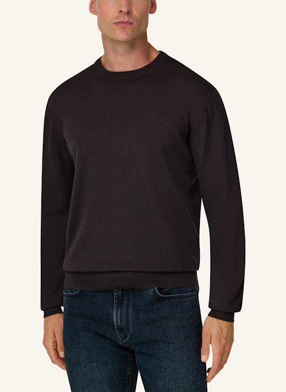 BOGGI MILANO Trui met col van kasjmier MARRON FONCÉ