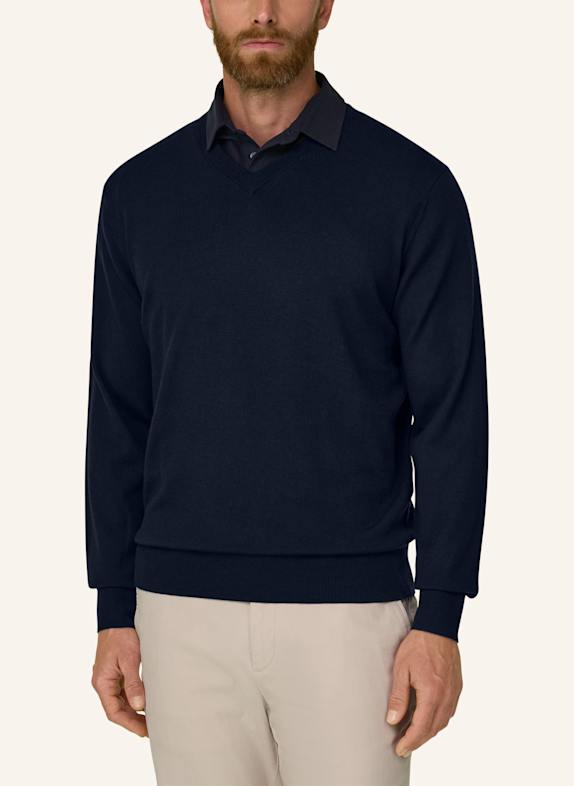 BOGGI MILANO Trui met col van kasjmier BLAUW