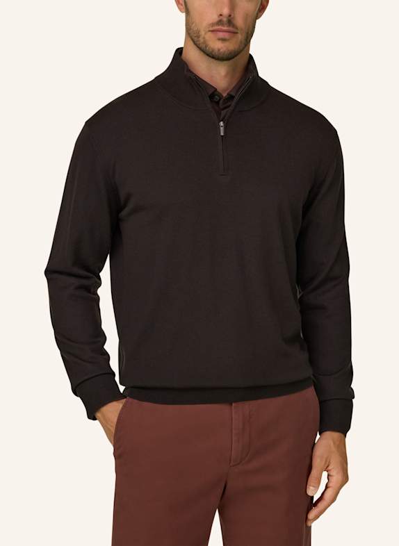 BOGGI MILANO Trui met col van kasjmier MARRON FONCÉ