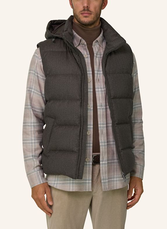 BOGGI MILANO Daunenweste aus Cashmere BRAUN