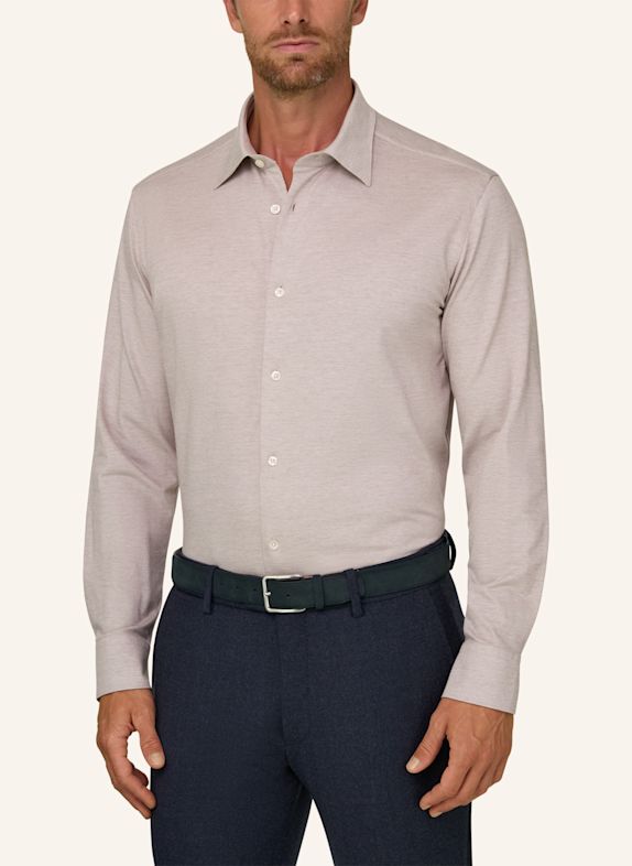 BOGGI MILANO Jerseyhemd Regular Fit BRAUN