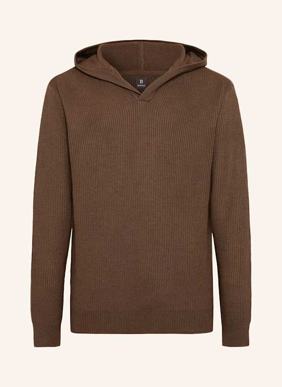 BOGGI MILANO Strick-Hoodie BRAUN