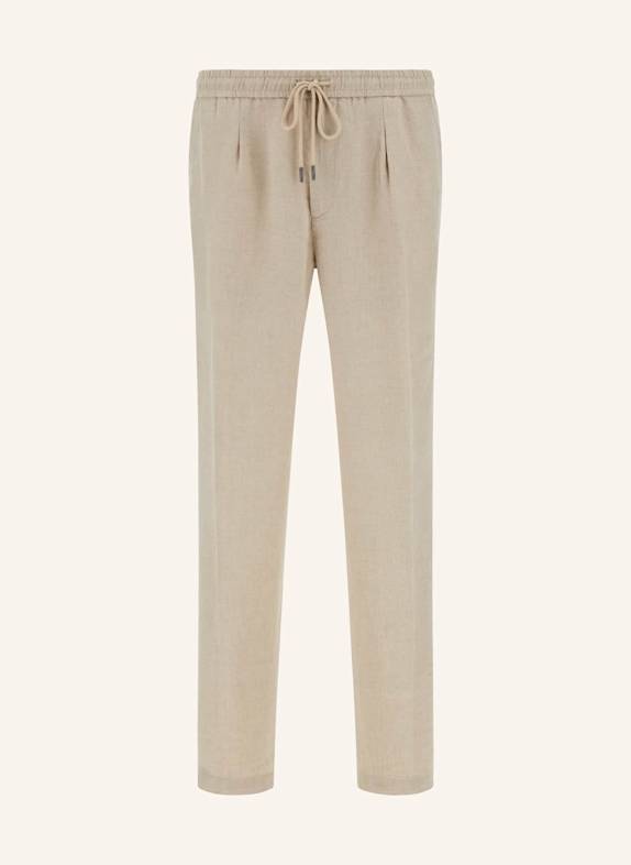 BOGGI MILANO Leinenhose im Jogging-Stil BRAUN