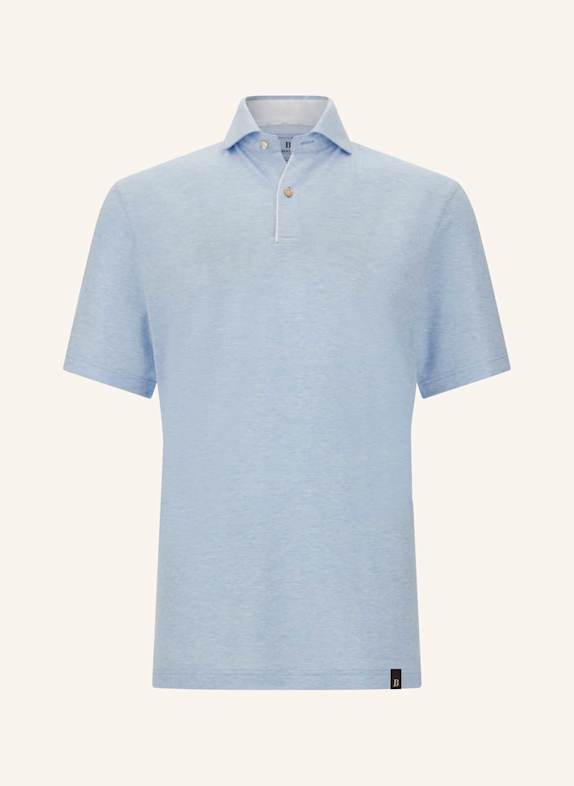 BOGGI MILANO Piqué-Poloshirt mit Leinen HELLBLAU