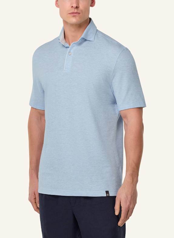 BOGGI MILANO Piqué-poloshirt met linnen LICHTBLAUW