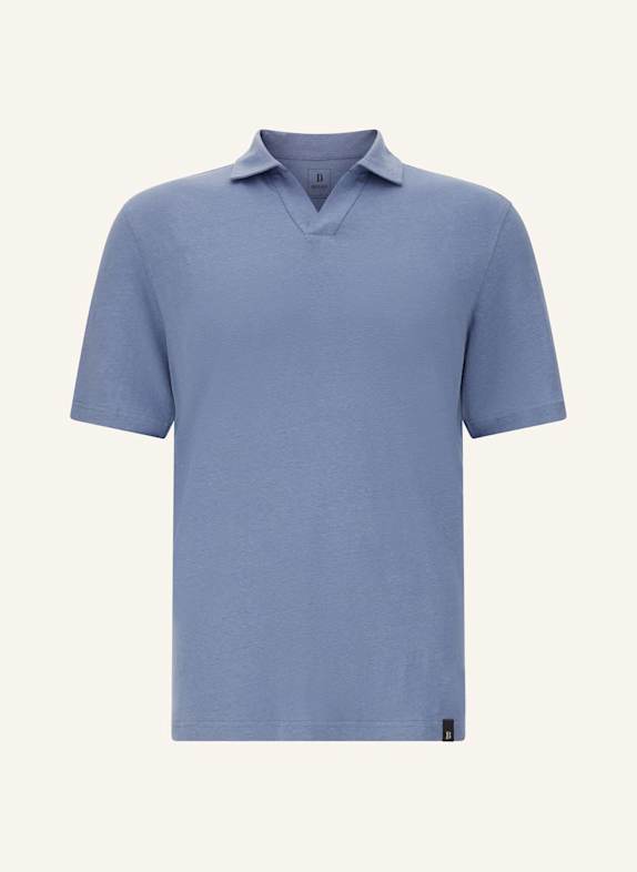 BOGGI MILANO Jersey-Poloshirt aus Leinen HELLBLAU