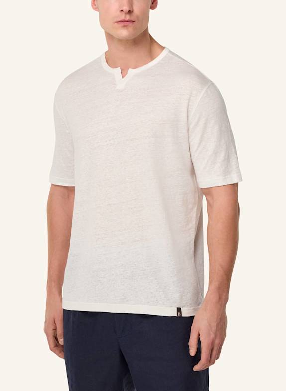 BOGGI MILANO T-shirt van linnen WIT