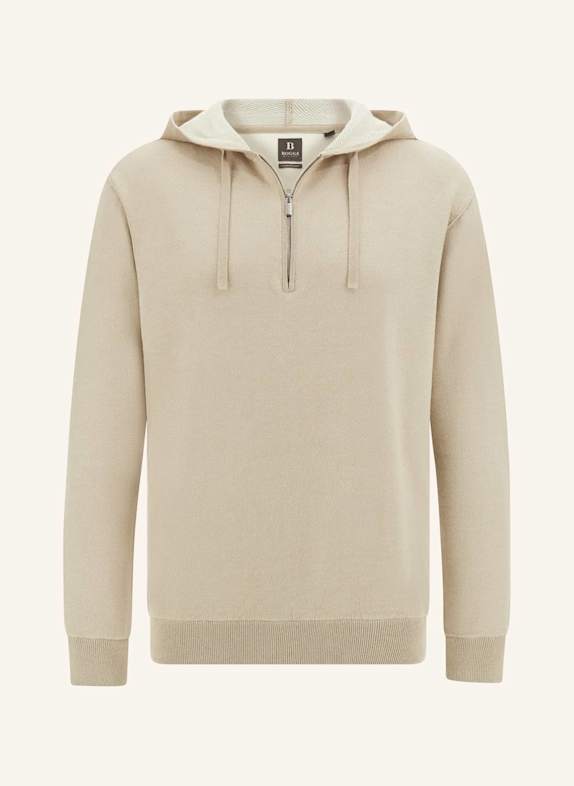 BOGGI MILANO Strick-Hoodie mit Seide BRAUN