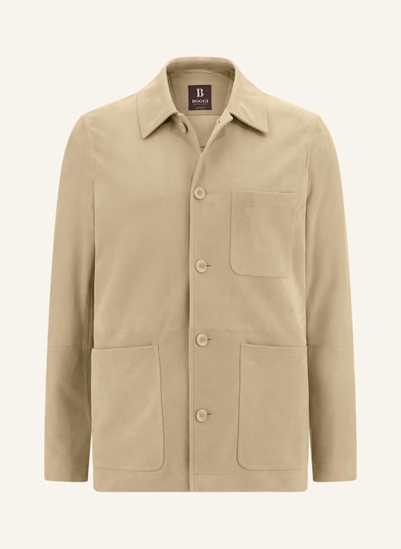 BOGGI MILANO Leather overcoat BEIGE