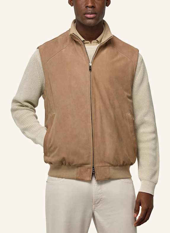 BOGGI MILANO Leren vest BEIGE
