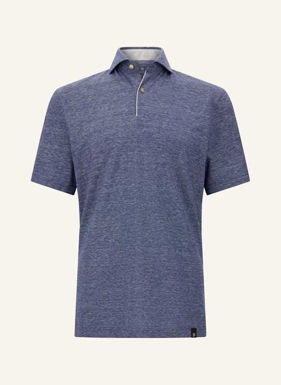 BOGGI MILANO Piqué-Poloshirt mit Leinen BLAU