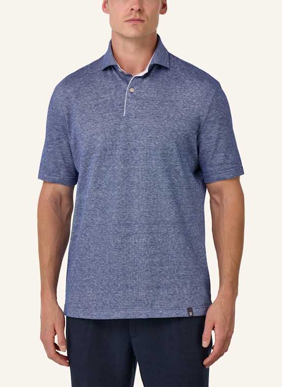 BOGGI MILANO Piqué-poloshirt met linnen BLAUW