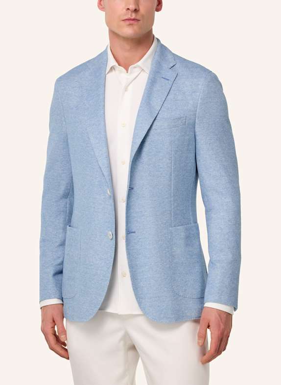 BOGGI MILANO Regular fit colbert van linnen LICHTBLAUW
