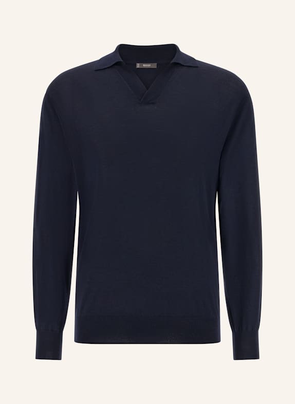 BOGGI MILANO Strick-Poloshirt BLAU