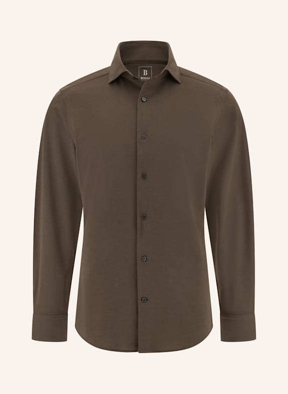BOGGI MILANO Jerseyhemd Regular Fit BRAUN